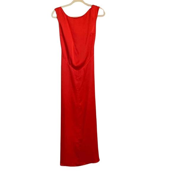 Fame and Partners Satin Wrap Maxi Dress 2 Red NWT - Picture 2 of 8